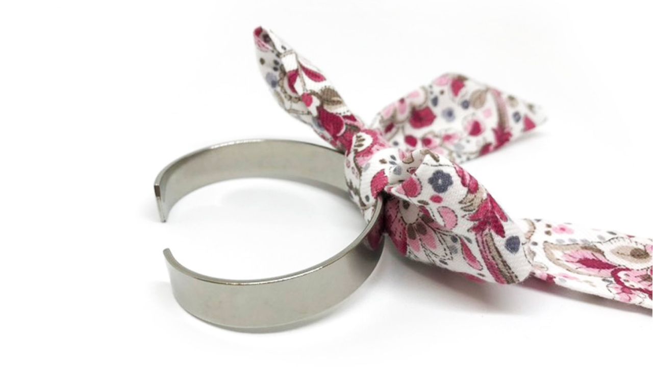 Bracelet argent-tissu