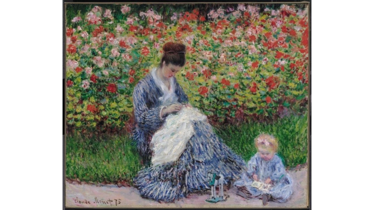 "Camille Monet and a Child in the Artist's Garden in Argenteuil"