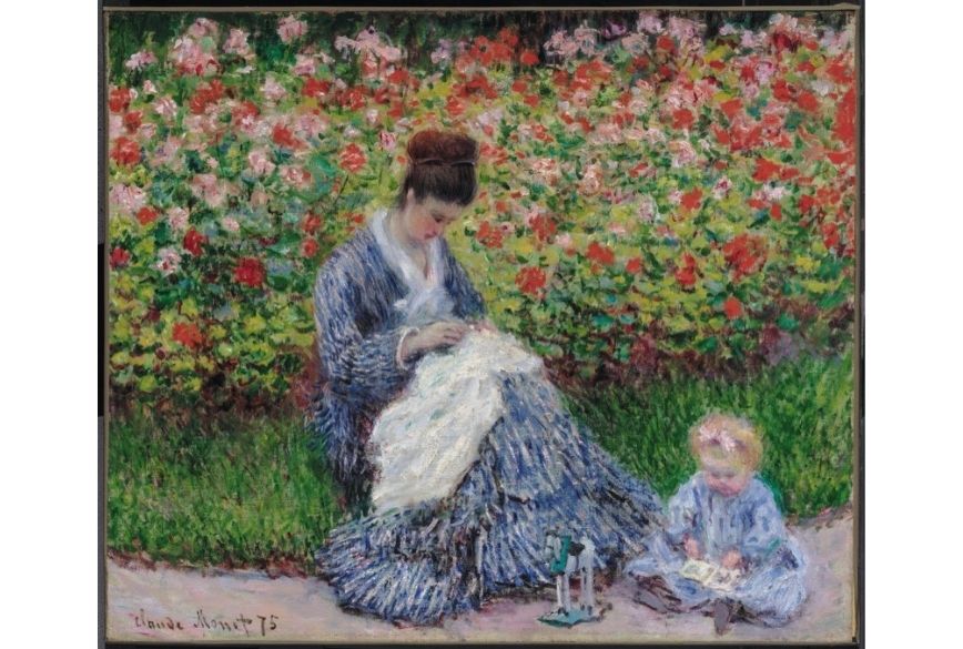 "Camille Monet and a Child in the Artist's Garden in Argenteuil"